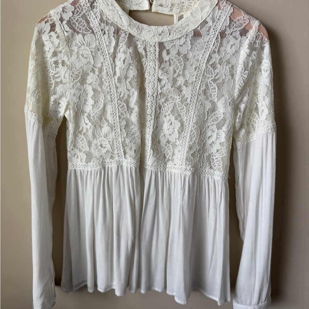 All Row Women's Lace Long Sleeve Top - White